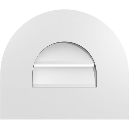Ekena Millwork Round Top Surface Mount PVC Gable Vent: Functional, w/ 3-1/2"W x 1"P Standard Frame, 14"W x 12"H GVPRT14X1201SF